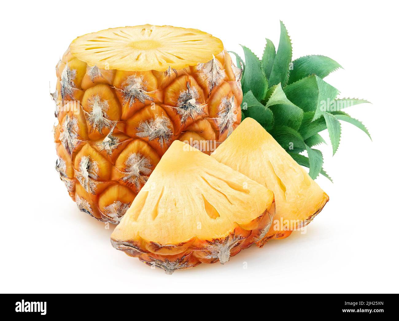 One chopped pineapple fruit isolated on white background Stock Photo