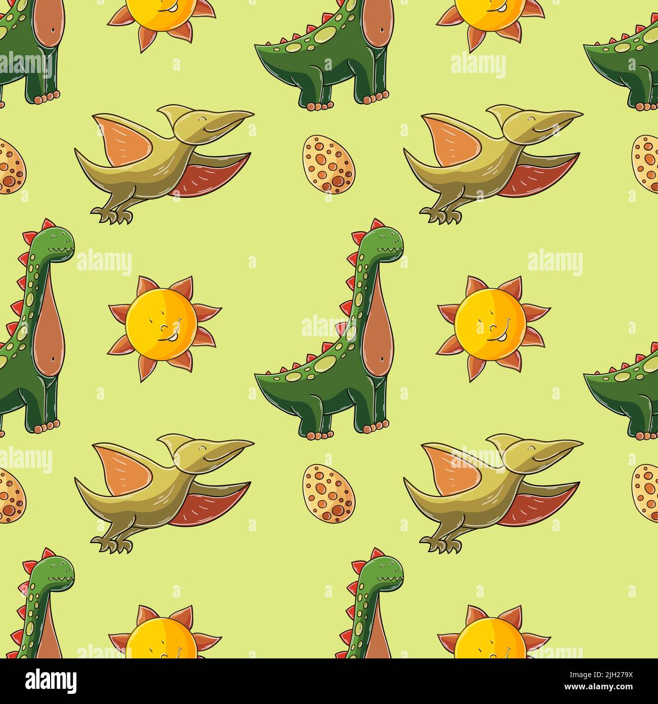 Dinosaurs Of The Jurassic Period Hand Drawn Cute Dinosaurs Seamless Pattern Print For Cloth 4340