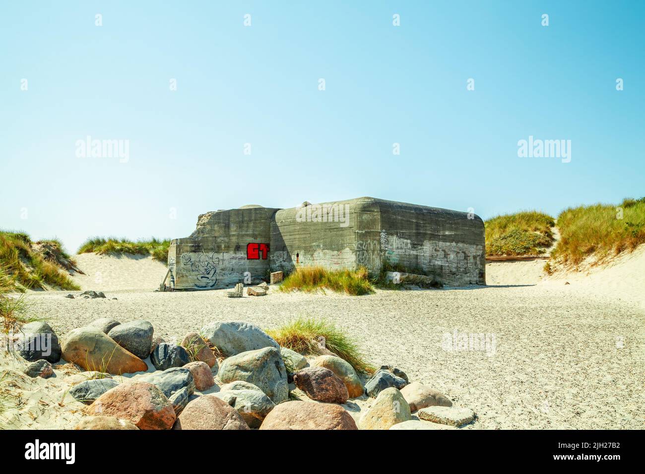 View over the beach and the Ocean in Skagen, Denmark Stock Photo