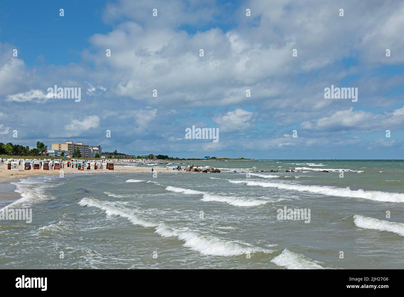 Beach Hotel, beach, Steinwarder Peninsula, Heiligenhafen, Schleswig-Holstein, Germany Stock Photo