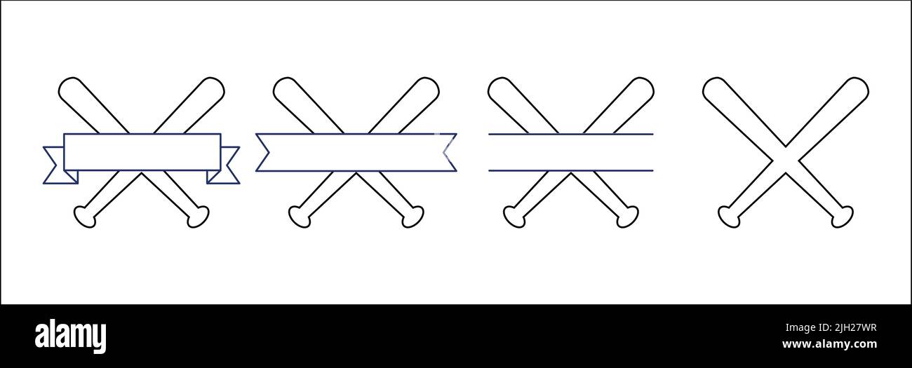 Baseball Crossed Bats. Baseball logo Template. Split, circle monograms