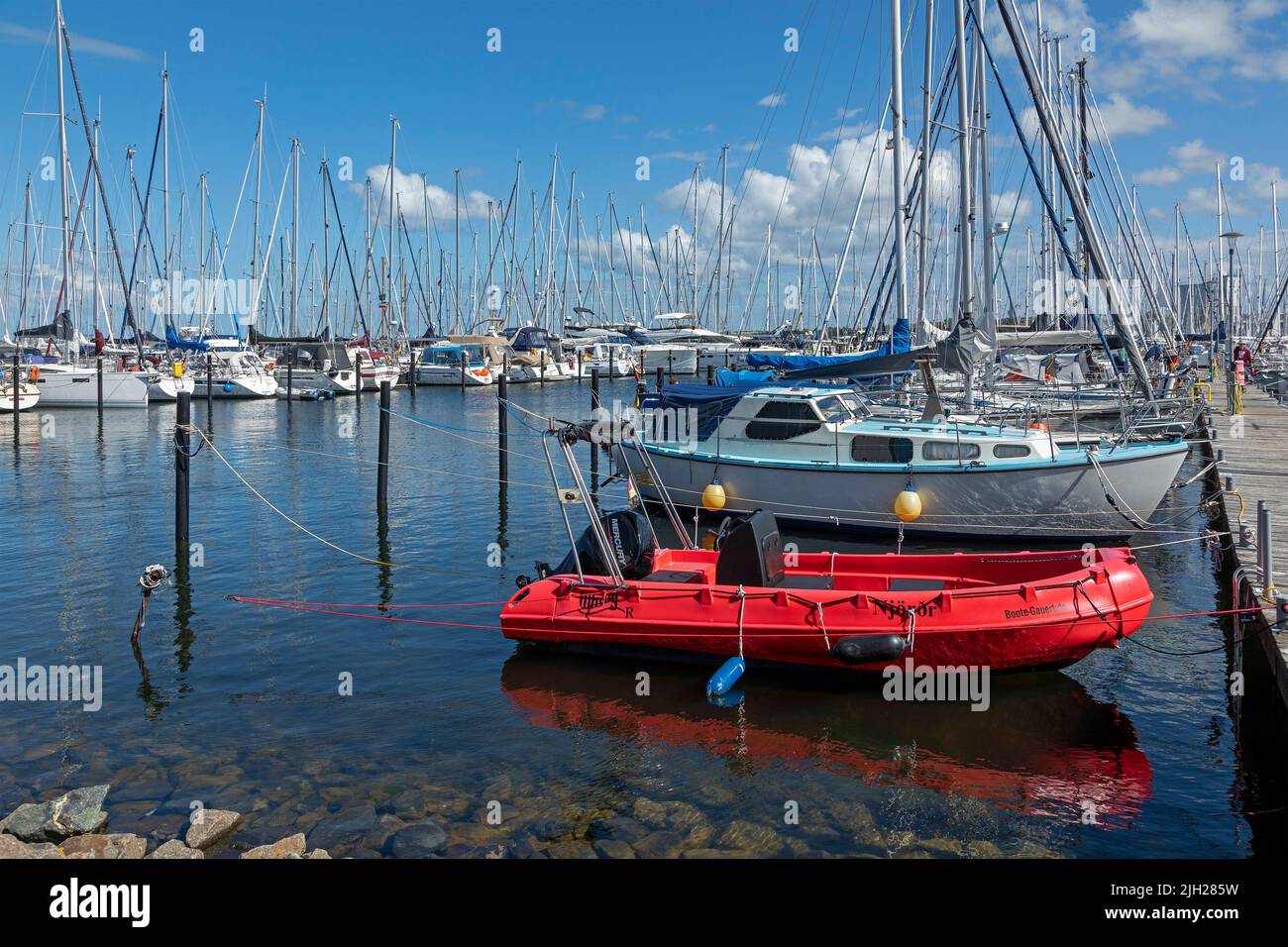 Boats, Marina, Steinwarder Peninsula, Heiligenhafen, Schleswig-Holstein, Germany Stock Photo