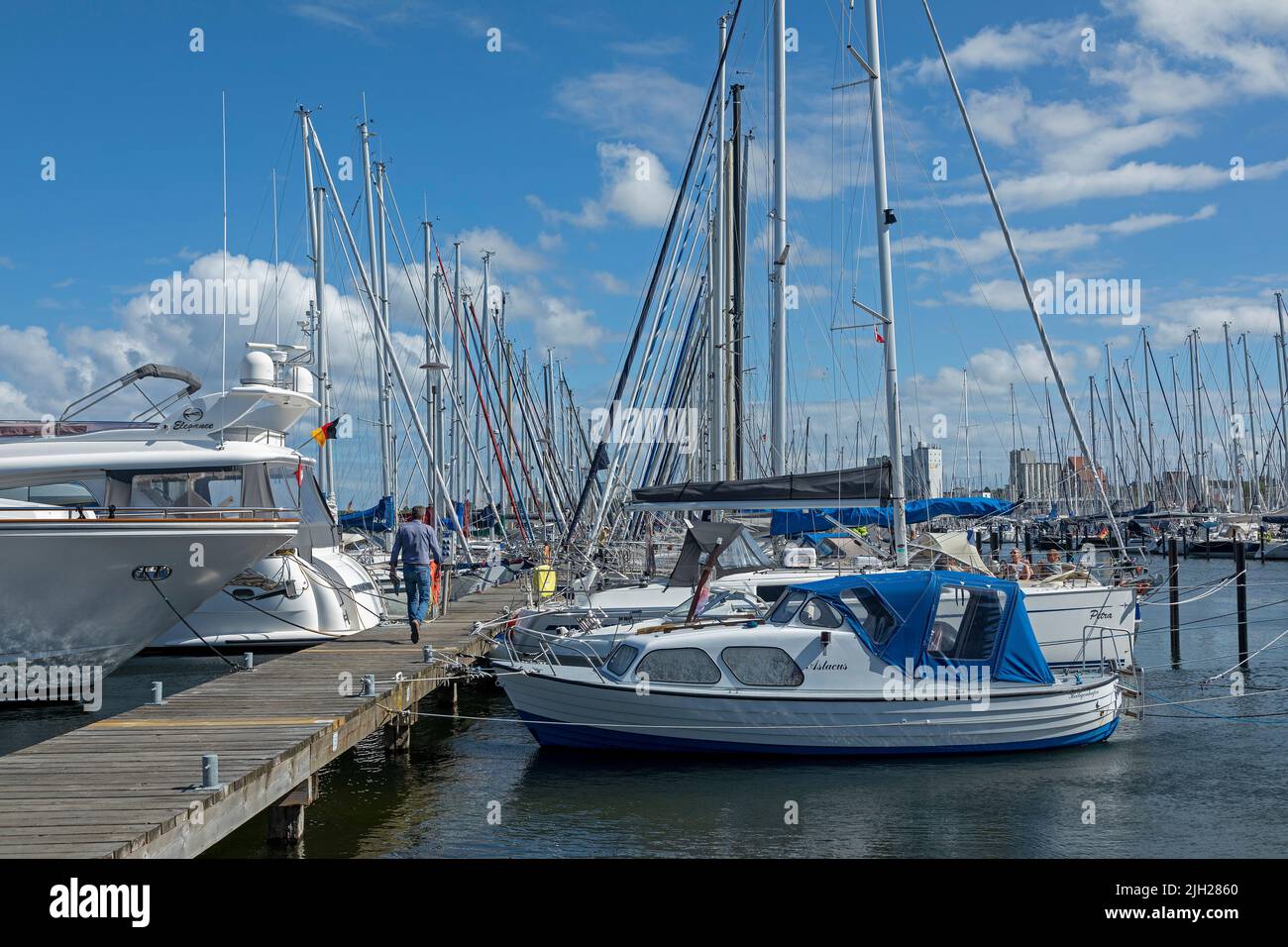 Boats, Marina, Steinwarder Peninsula, Heiligenhafen, Schleswig-Holstein, Germany Stock Photo