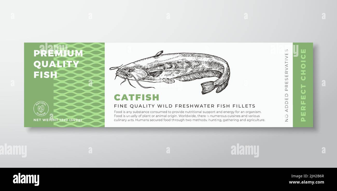Premium Quality Catfish Vector Packaging Label Design Modern Typography ...
