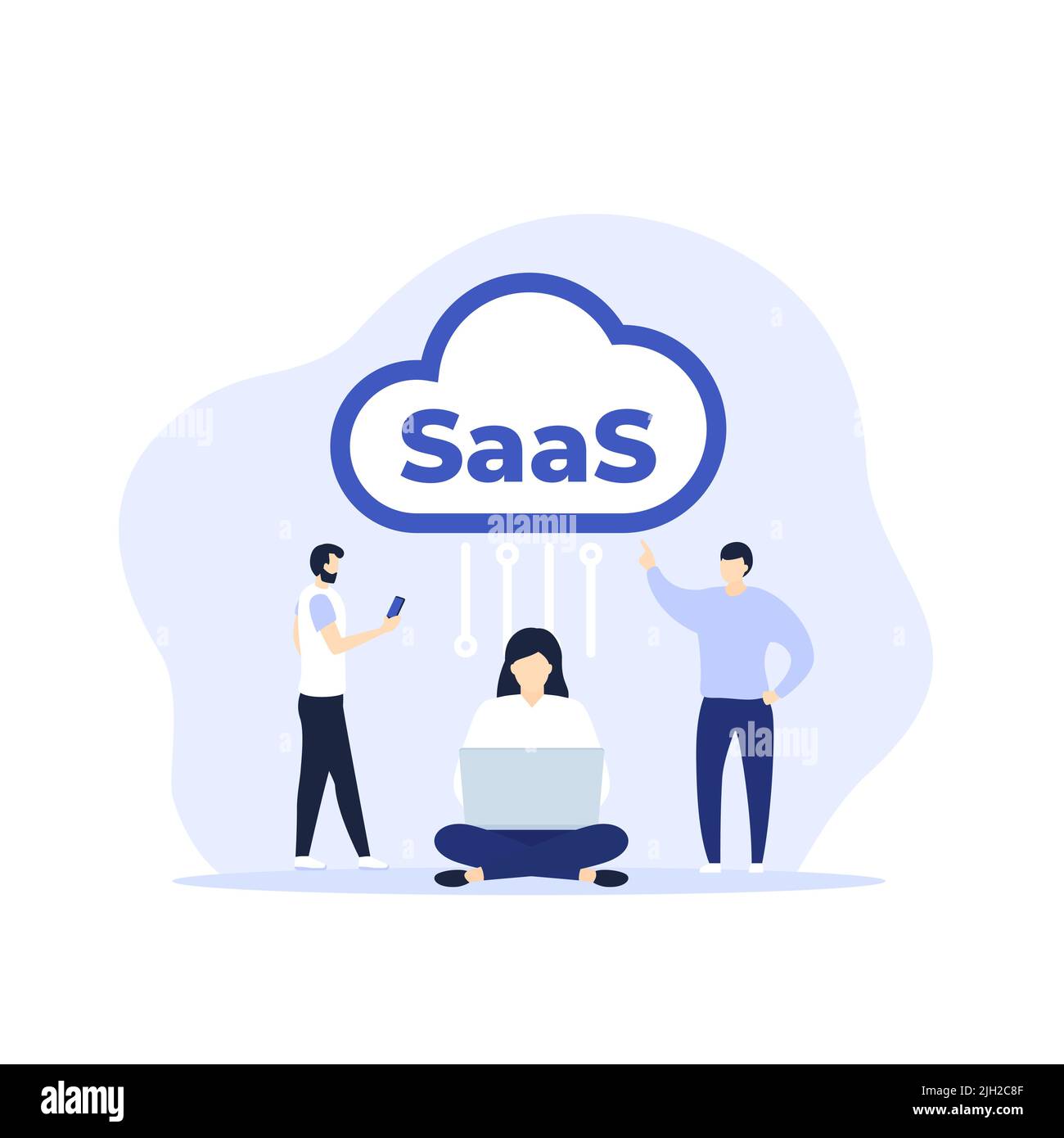 SaaS, cloud service vector design with people Stock Vector Image & Art