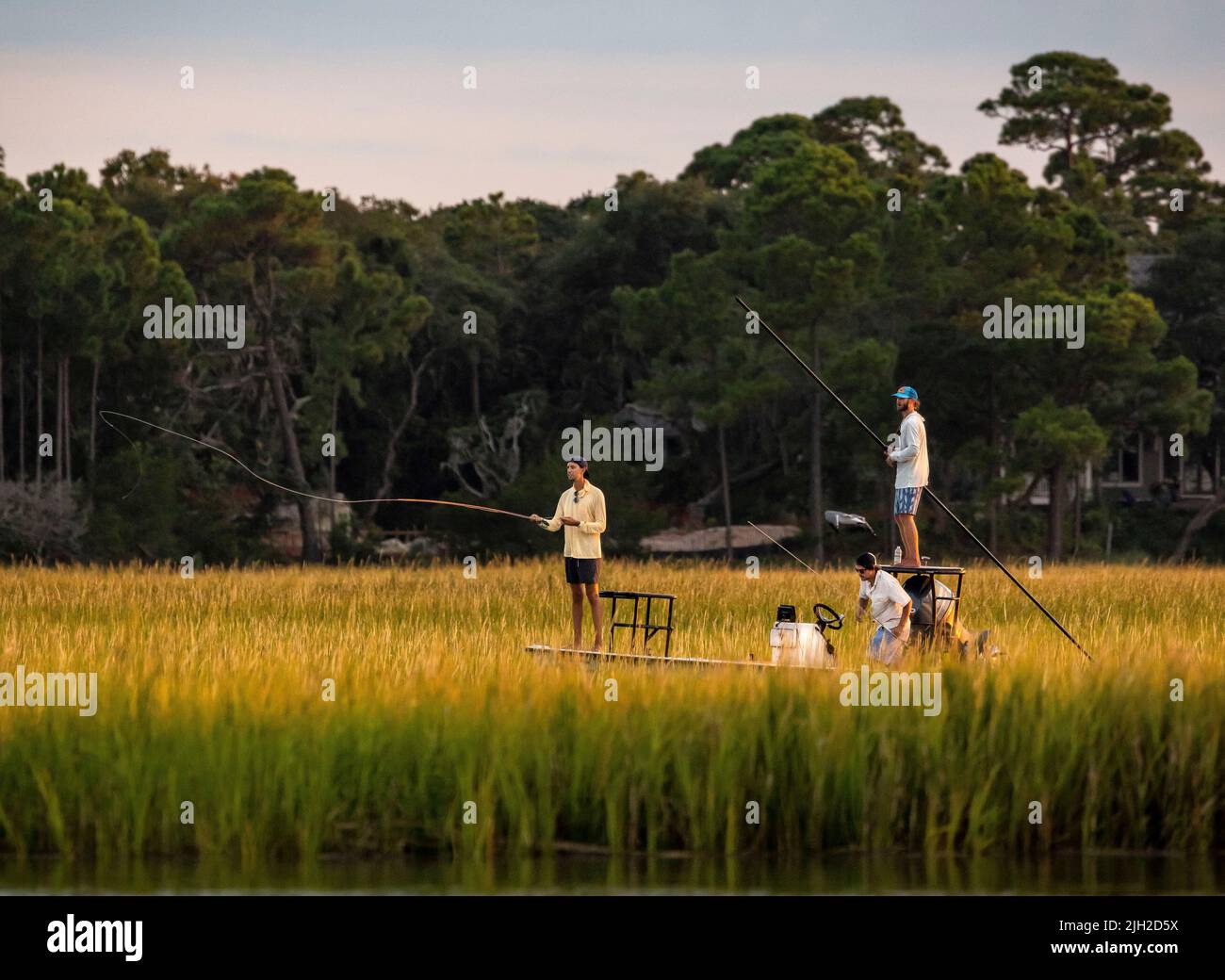 Flats fishing in lowcountry marshes near Charleston, SC. Stock Photo