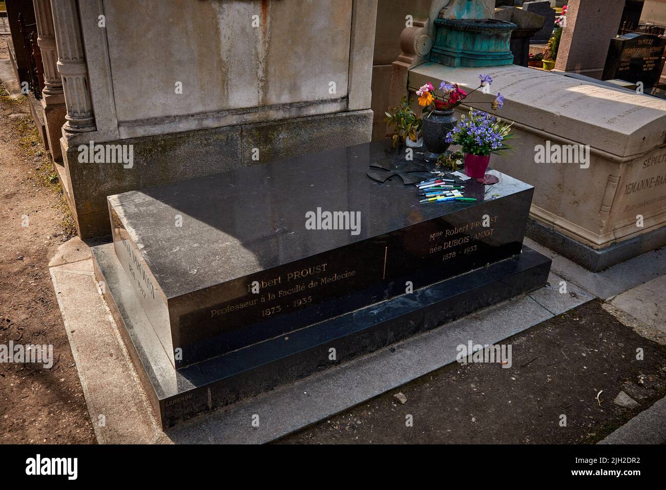 PARIS, FRANCE -APRIL 4, 2018: The tomb of Marcel Proust in Pere Lachaise Cemetery Stock Photo