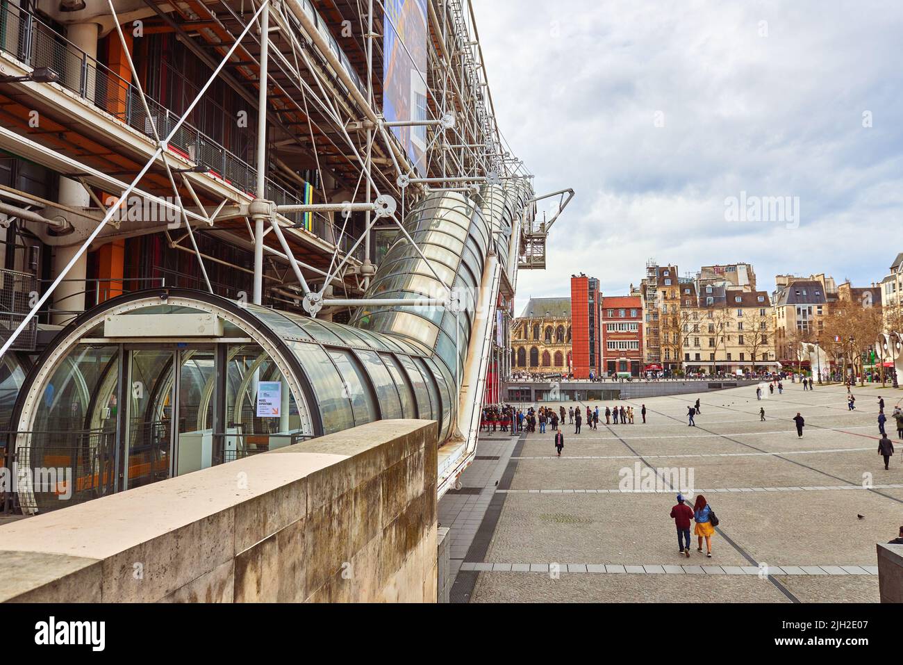 PARIS, FRANCE -APRIL 7, 2018: National Center for Art and Culture Georges Pompidou, in common speech Center Georges Pompidou, Center Pompidou or Beaub Stock Photo