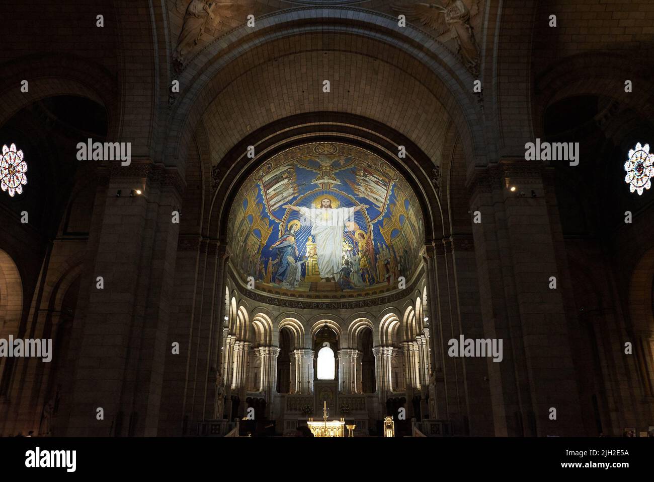 PARIS, FRANCE -APRIL 7, 2018:  The Basilica of the Sacred Heart of Paris (Sacre-Cueur). Inside view. Stock Photo