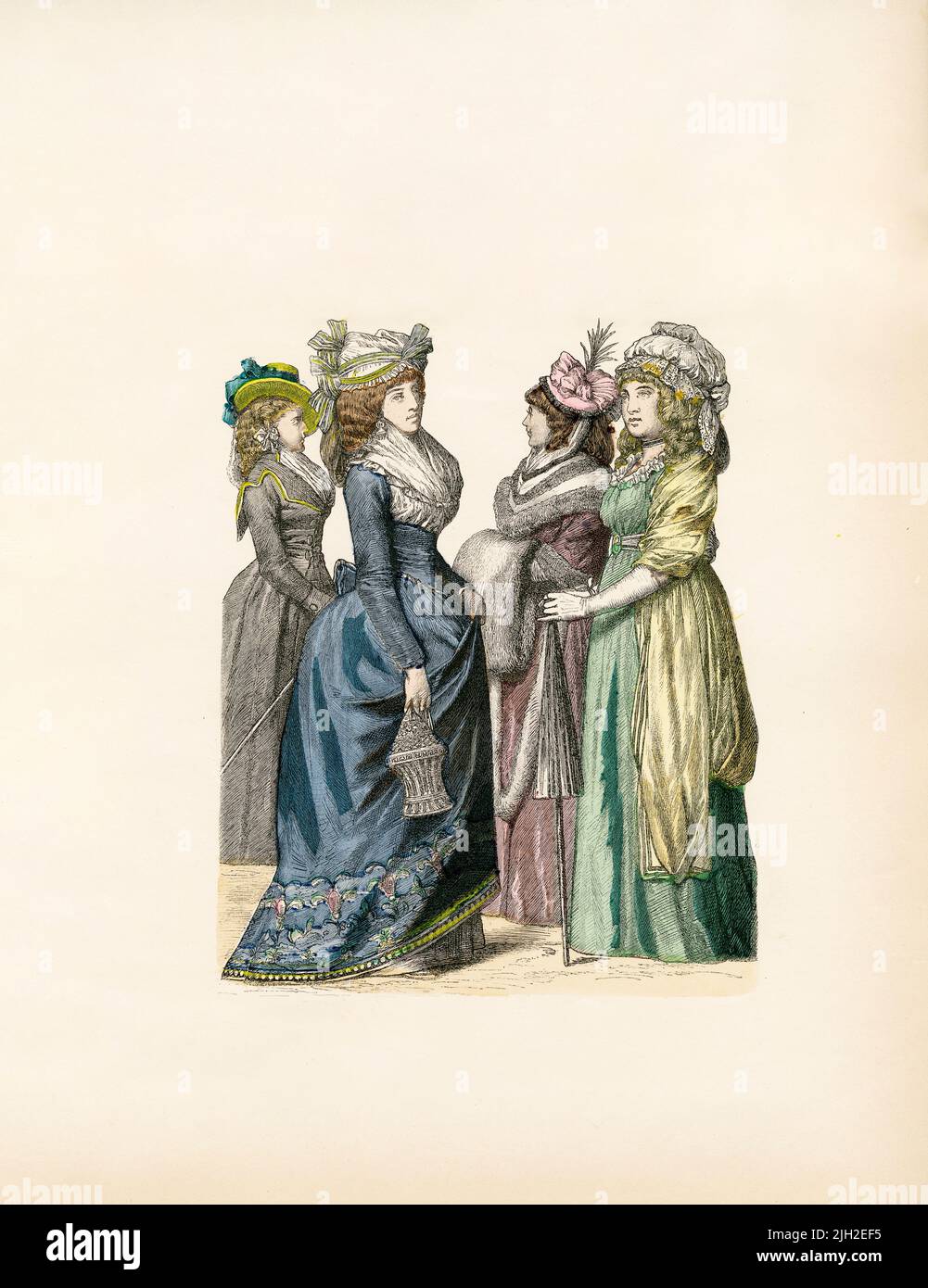 Spring Dress (1794), Winter Dress (1795), Germany, Illustration, The History of Costume, Braun & Schneider, Munich, Germany, 1861-1880 Stock Photo