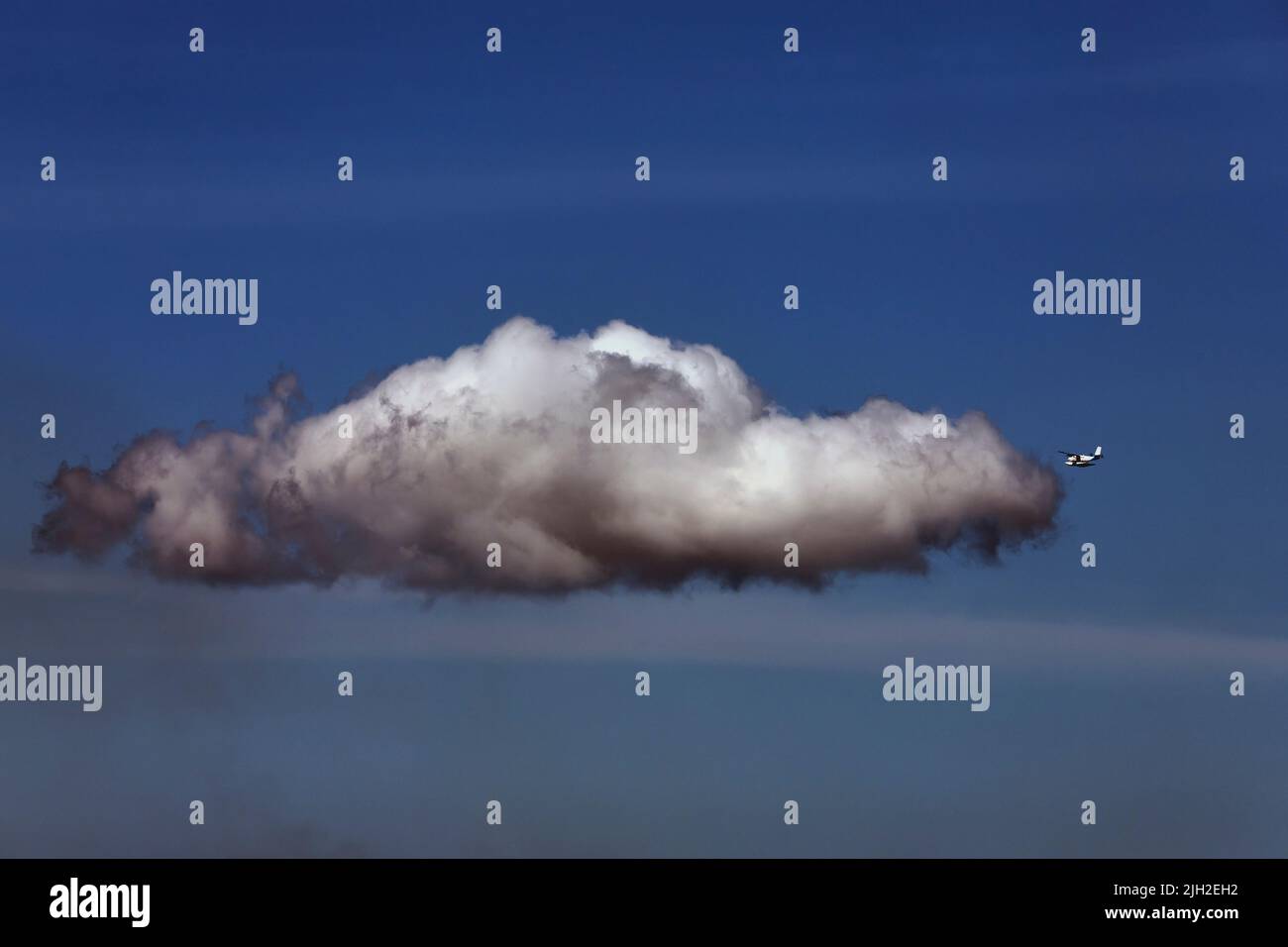 Hydroplane in sky, Cloudy scape Stock Photo