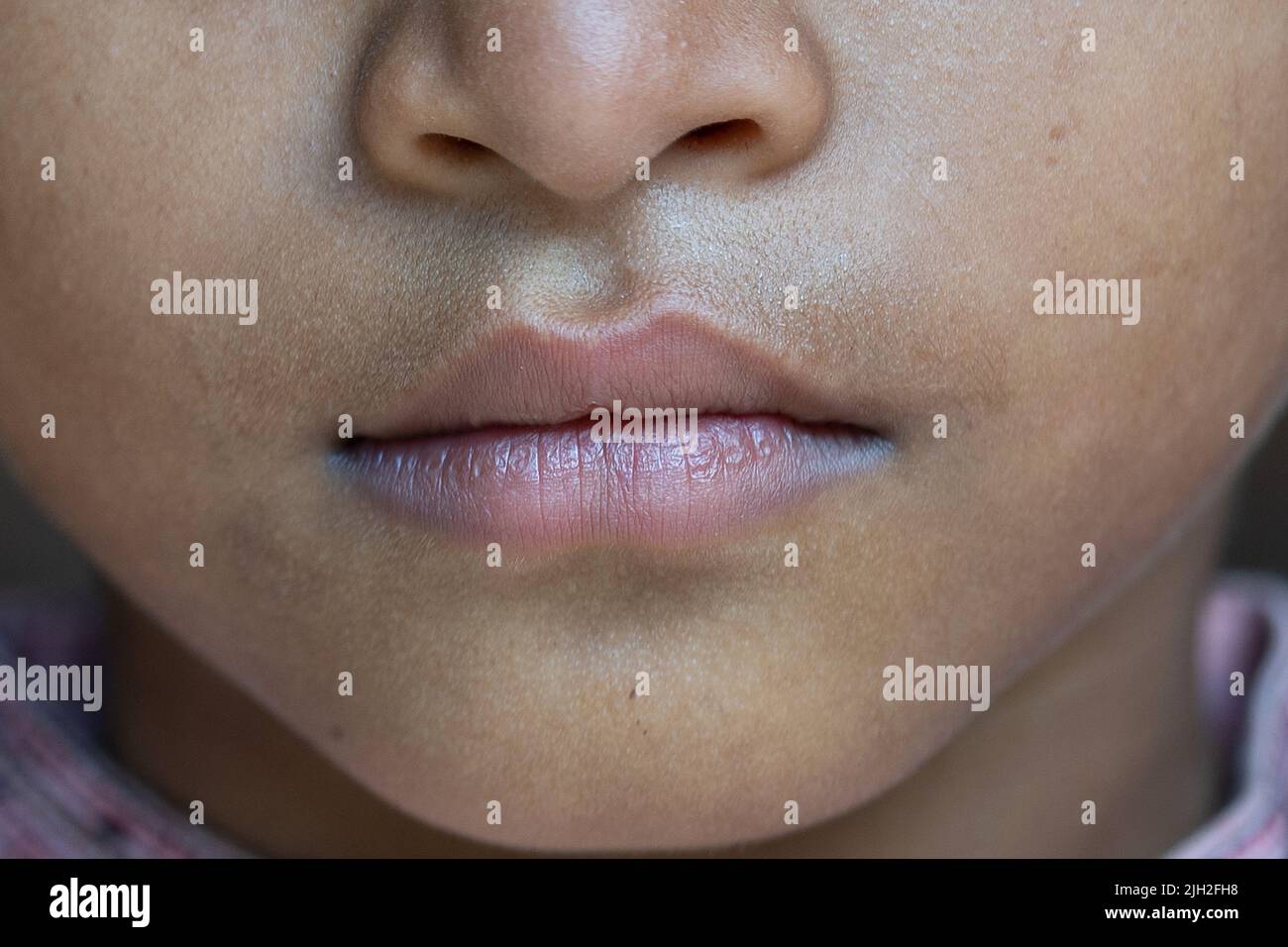 Close up of pink lips of a baby Stock Photo