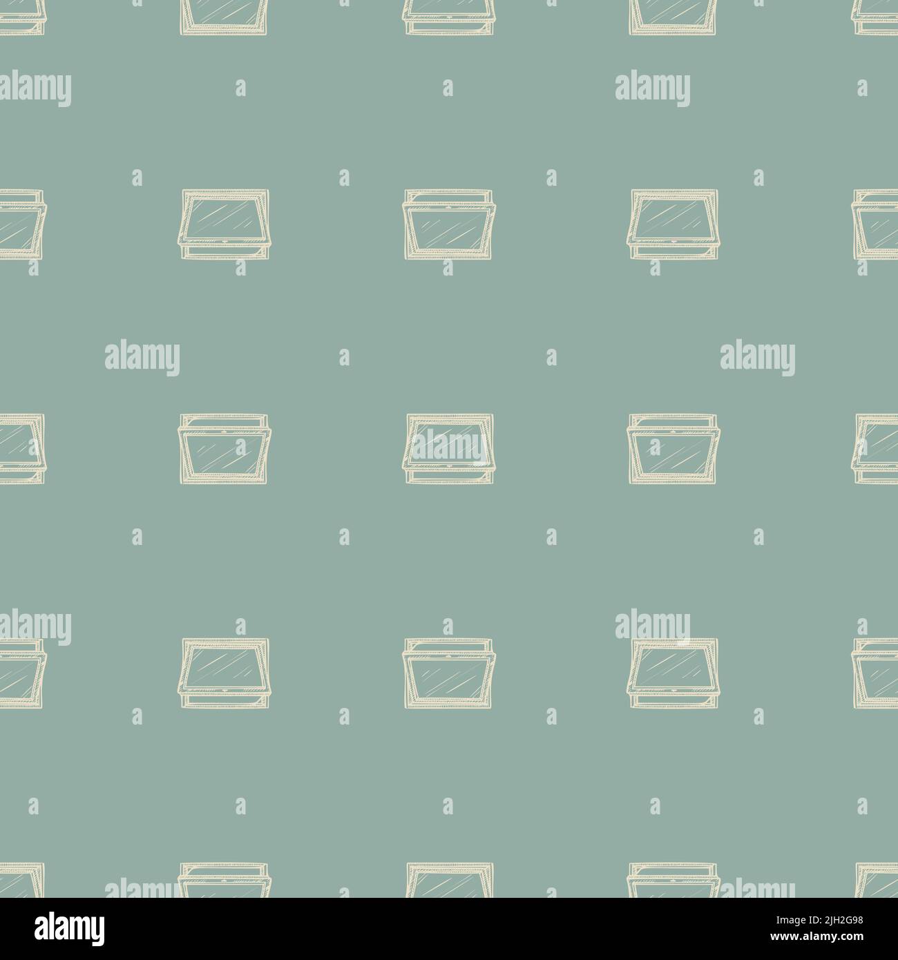 Opened window lean forward seamless pattern. Retro element inside wall ...