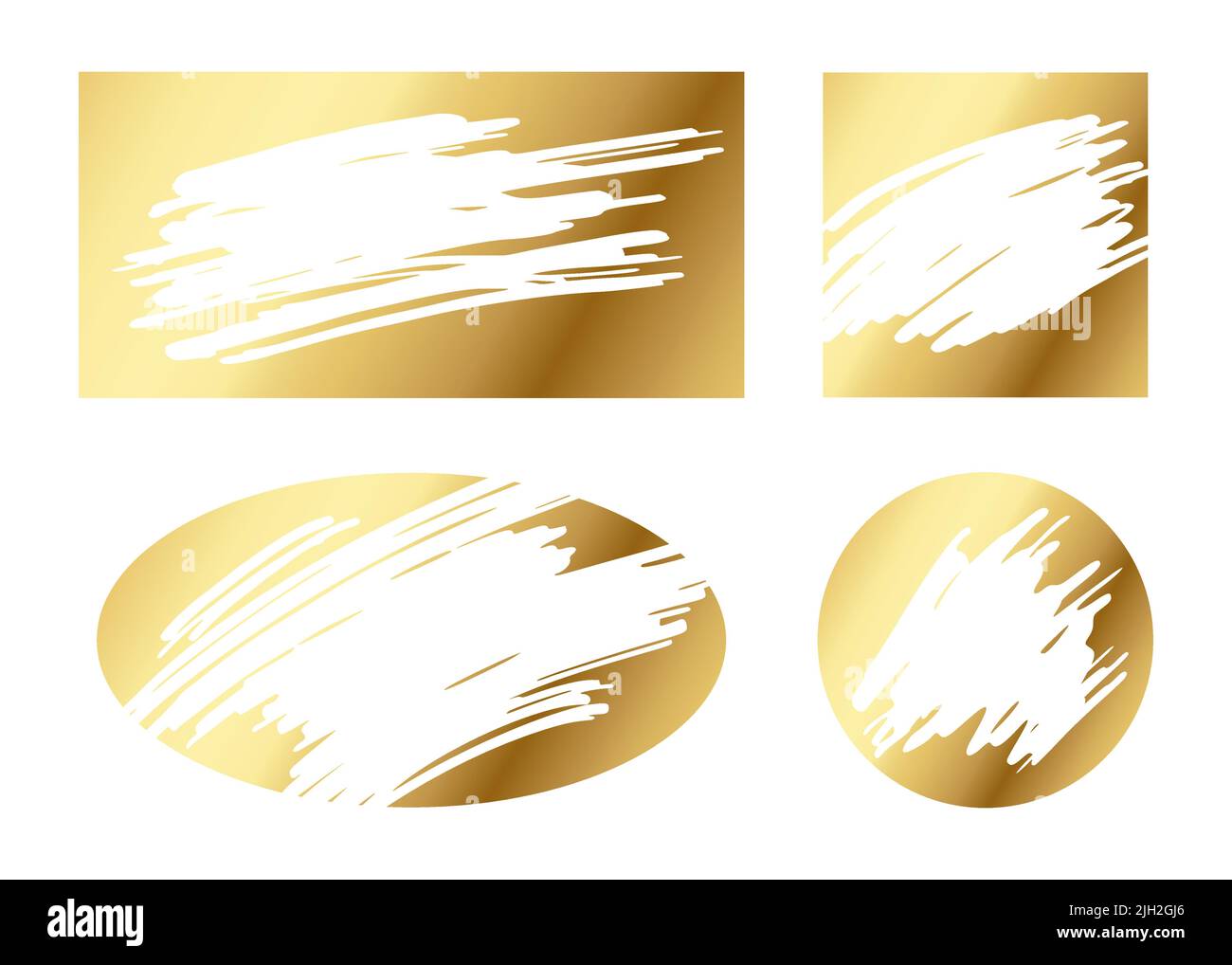 Different gold shapes illustration. Scratch elements for lottery game