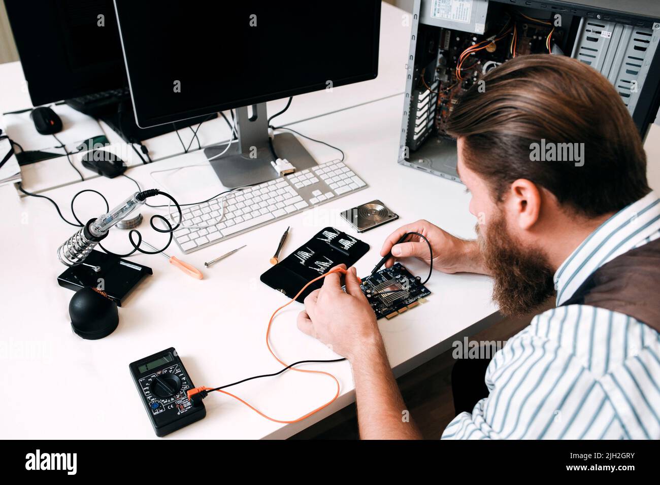Programmer testing circuit with multimeter Stock Photo Alamy