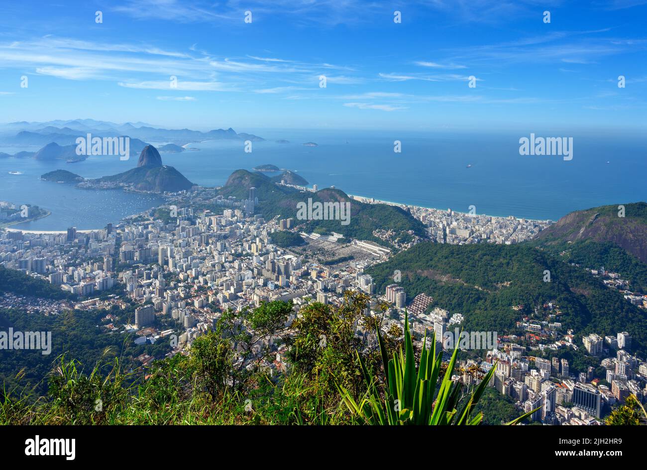 View from Christ the Redeemer statue, Corcovado, Rio de Janeiro, Brazil Stock Photo