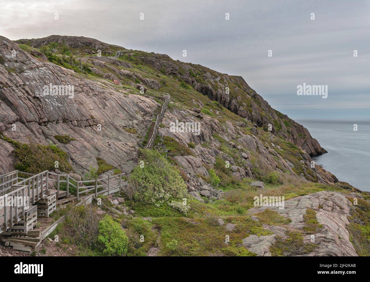Guard rails on the North Head Hiking trail at Signal Hill Stock Photo