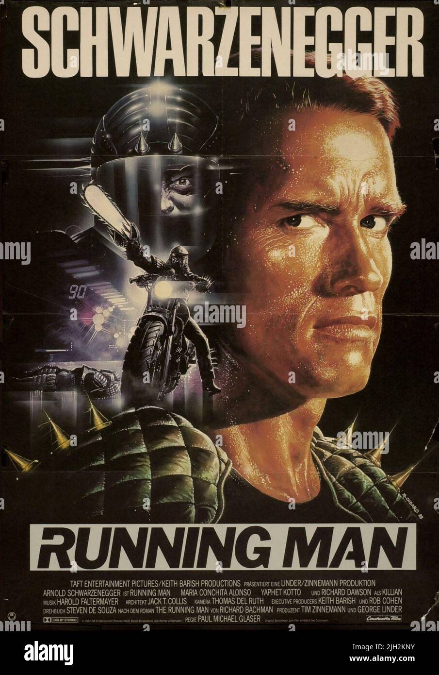 ARNOLD SCHWARZENEGGER POSTER, THE RUNNING MAN, 1987 Stock Photo Alamy