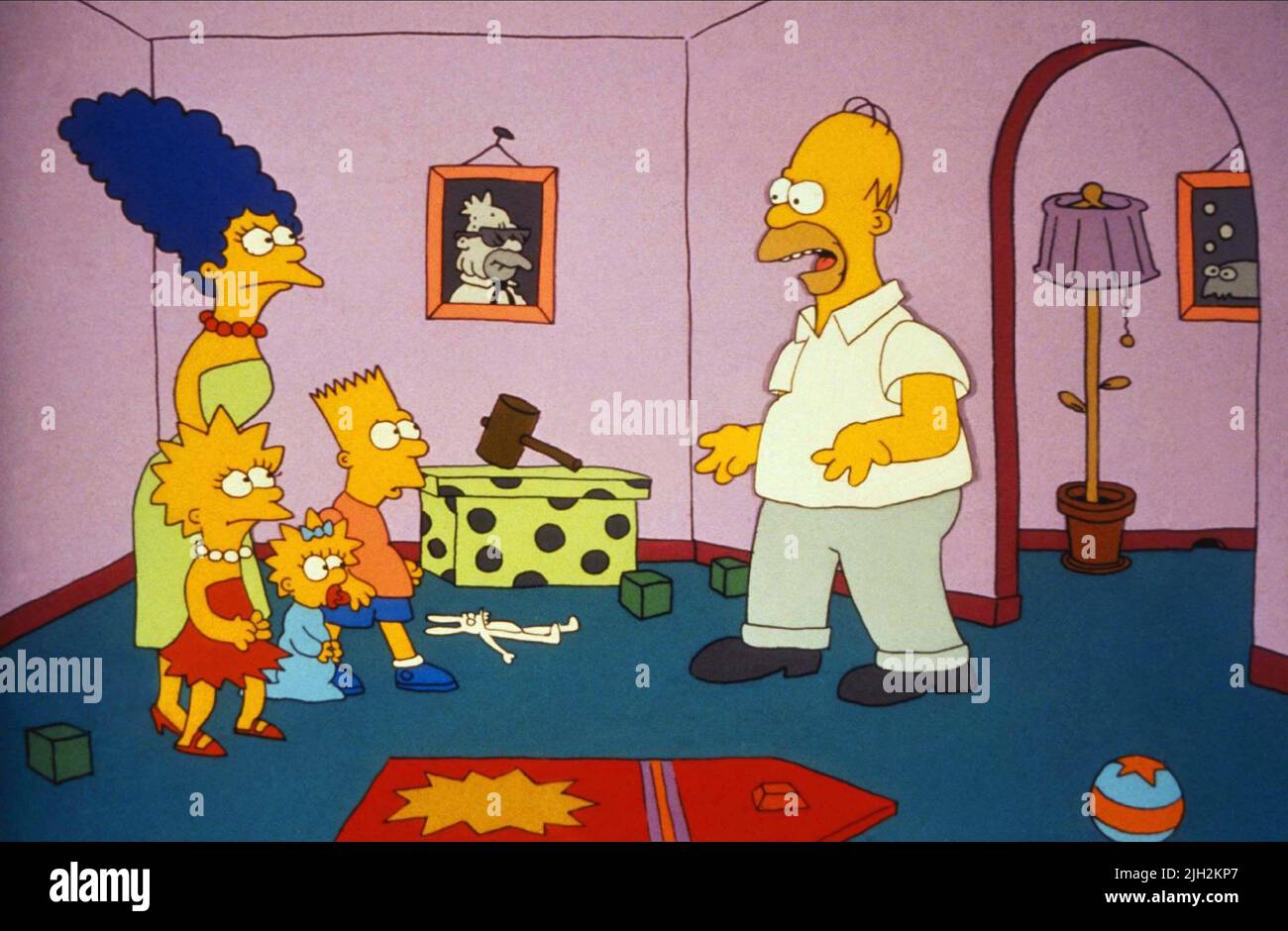 LISA,MARGE,MAGGIE,BART,SIMPSON, THE SIMPSONS, 1989 Stock Photo