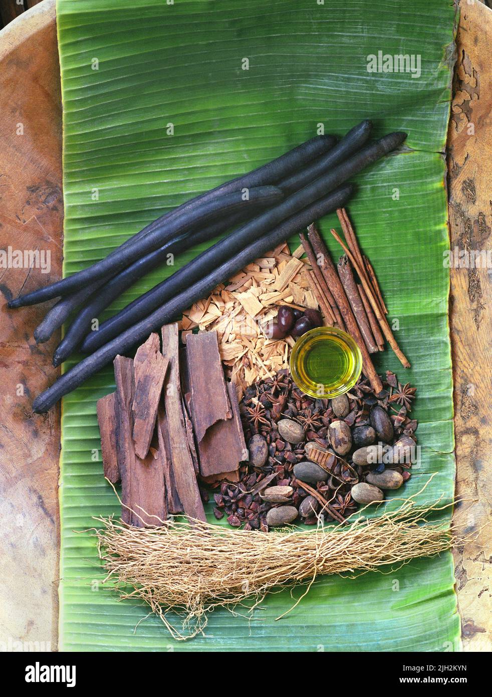 Raw ingredients for Aromatherapy at a spa in the Philippines. Stock Photo
