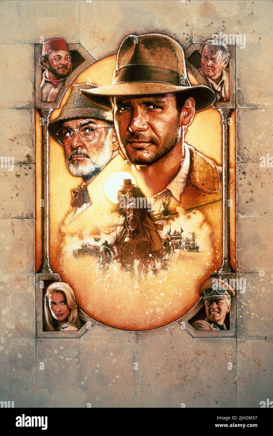 RHYS-DAVIES,FORD,CONNERY,ELLIOTT,DOODY,POSTER, INDIANA JONES AND THE LAST CRUSADE, 1989 Stock Photo