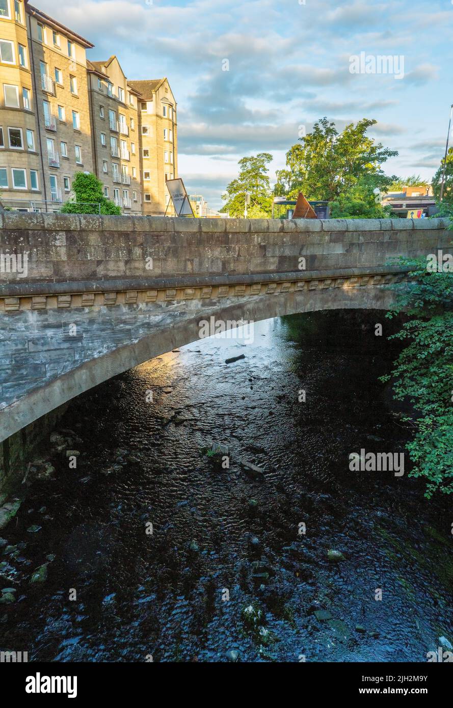 The Water of Leith running through Roseburn which is a suburb of Edinburgh, Scotland Stock Photo