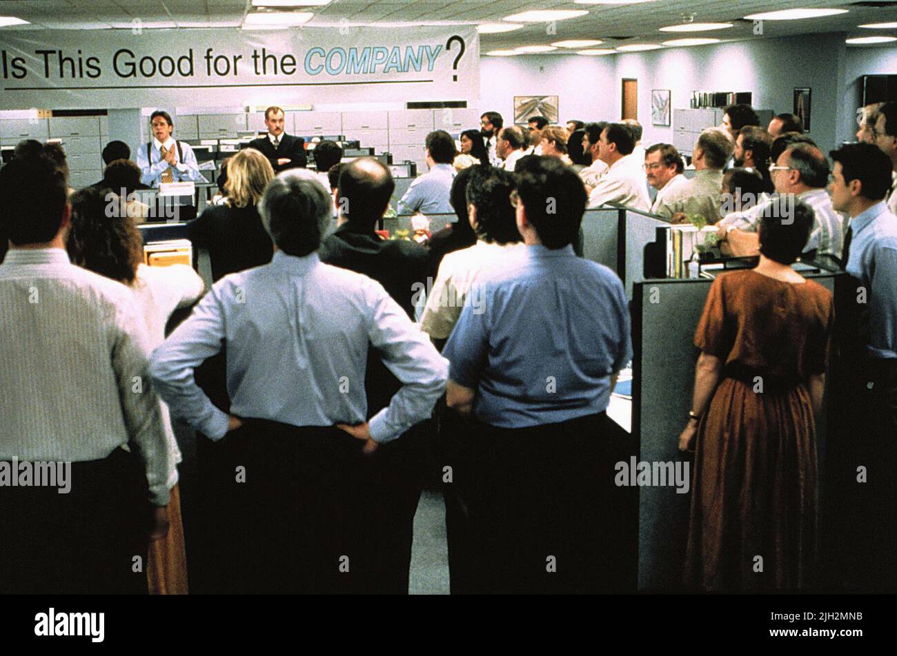 OFFICE MEETING SCENE, OFFICE SPACE, 1999 Stock Photo