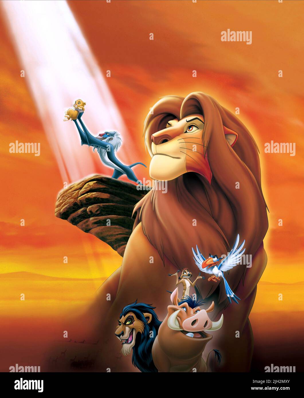 SIMBA,RAFIKI,MAFUSA,SCAR,TIMON,PUMBAA,ZAZU, THE LION KING, 1994 Stock Photo