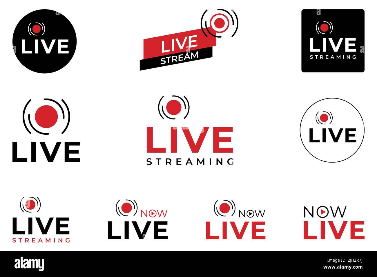 Collection of Live streaming symbol for web and app. Live stream icon set. Flat vector illustration Stock Vector