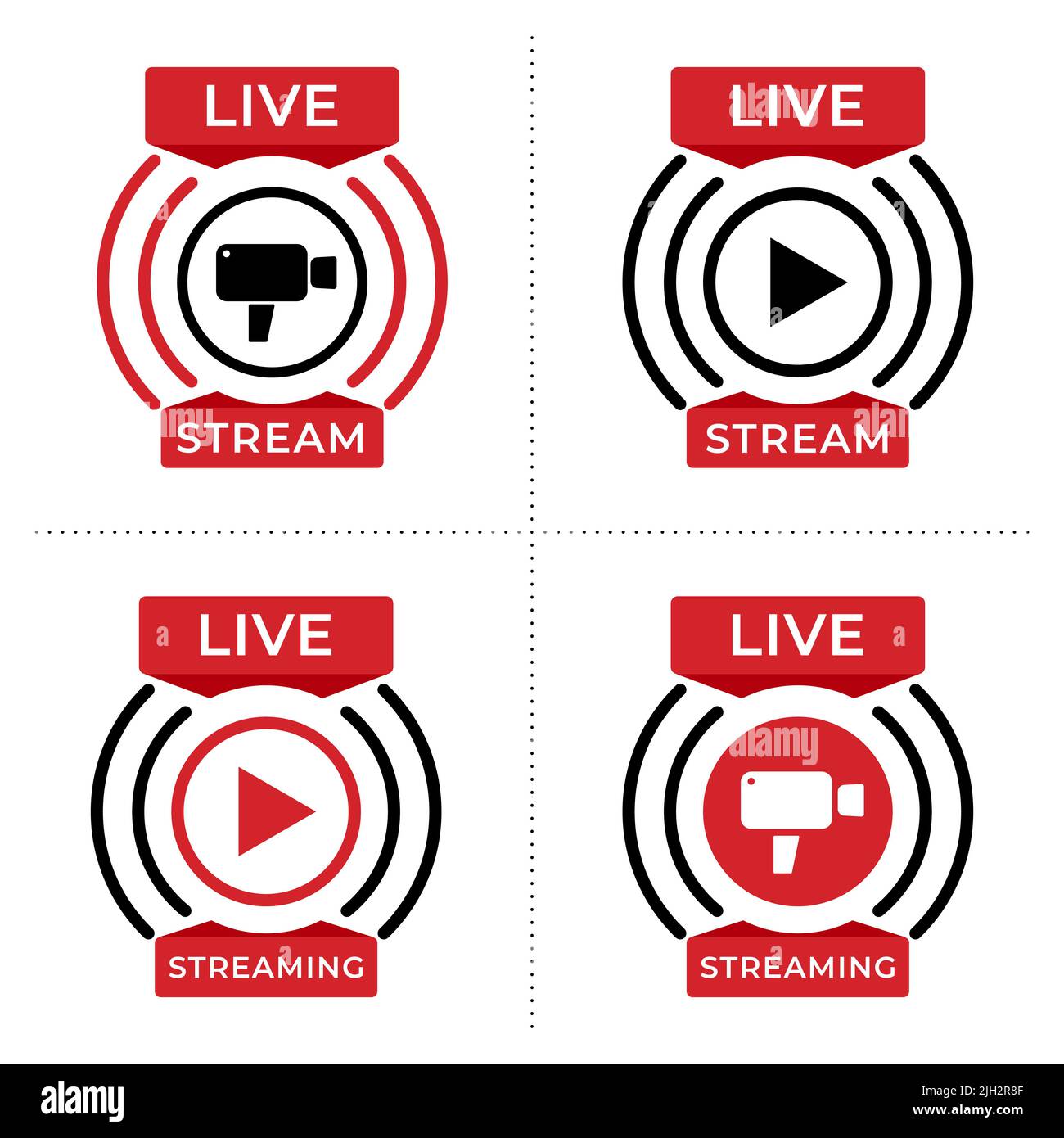 Collection of Live streaming symbol for web and app. Live stream icon set. Flat vector illustration Stock Vector
