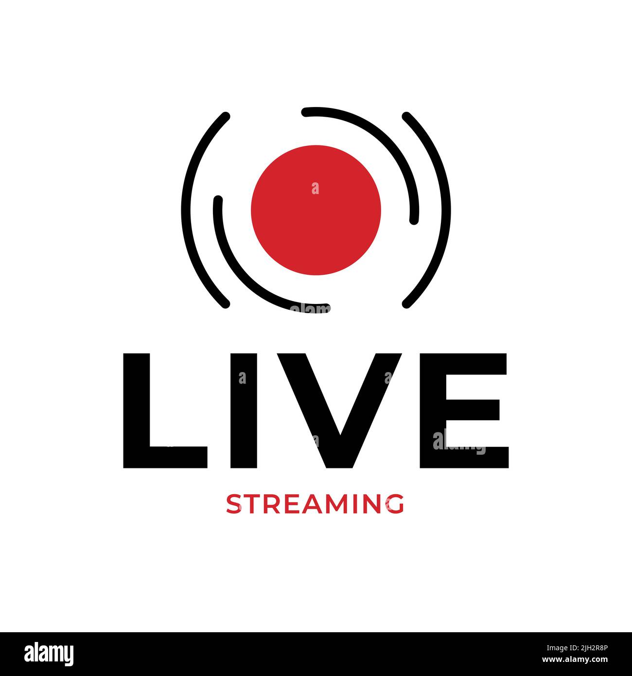 Live streaming symbol icon with red button. Flat design. Vector