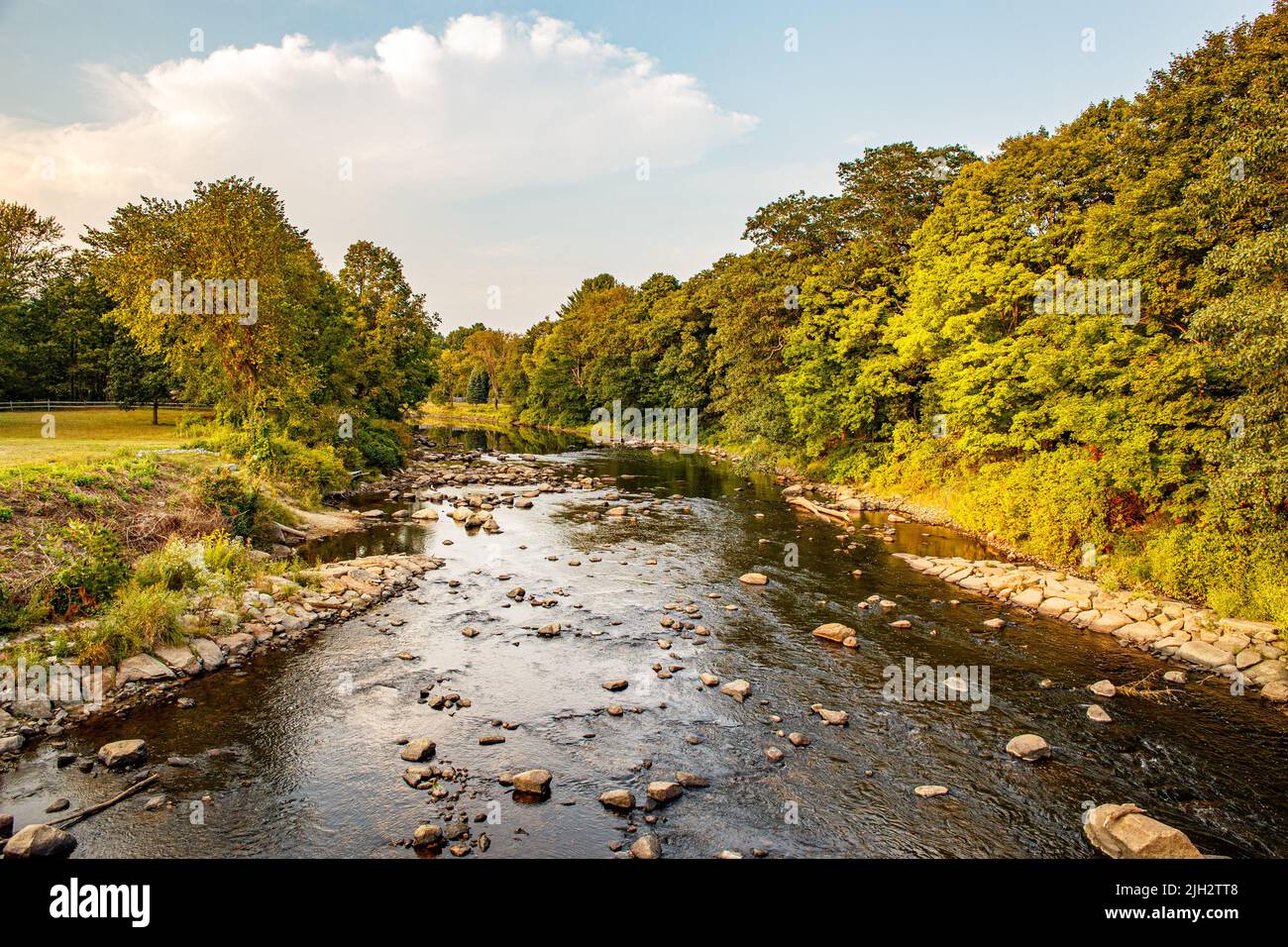 The Ashuelot River runs through West Swanzey, New Hampshire Stock Photo