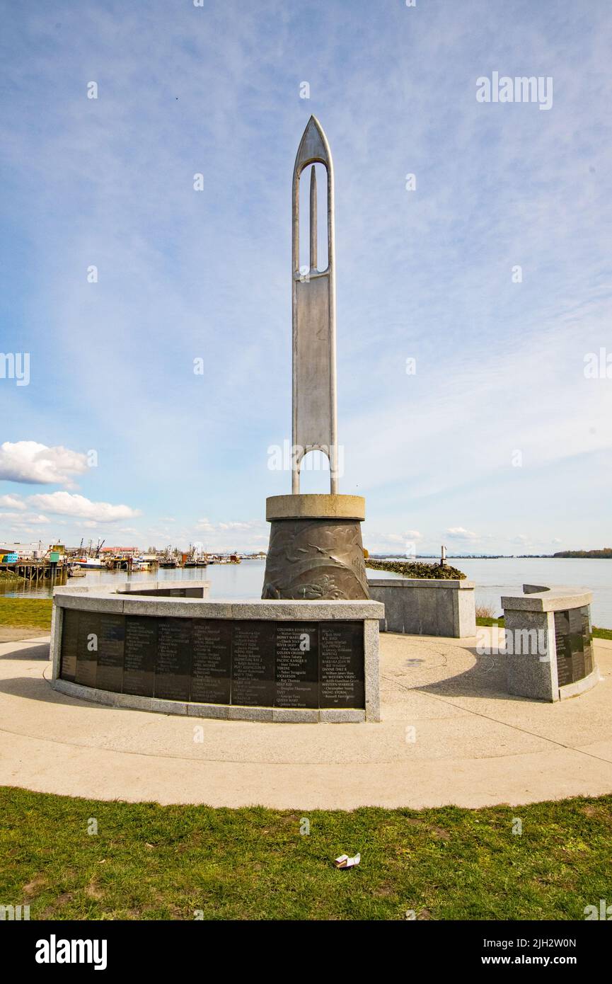 Steveston Fisherman's Memorial at Garry Point, Richmond, British Columbia, Canada Stock Photo