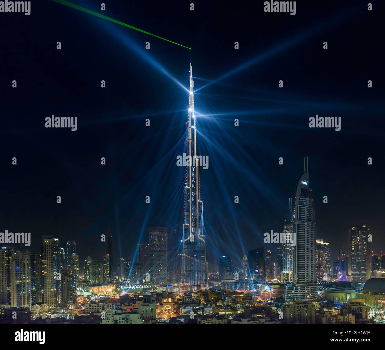 Light show on Burj Khalifa during the New year Eve 2018, Dubai, United