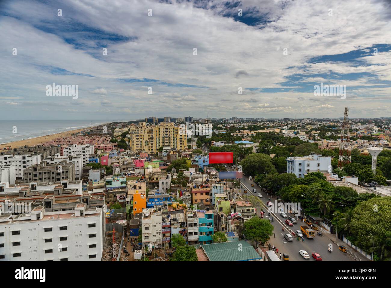 Aerial view of Chennai city from the lighthouse, Tamilnadu, India Stock