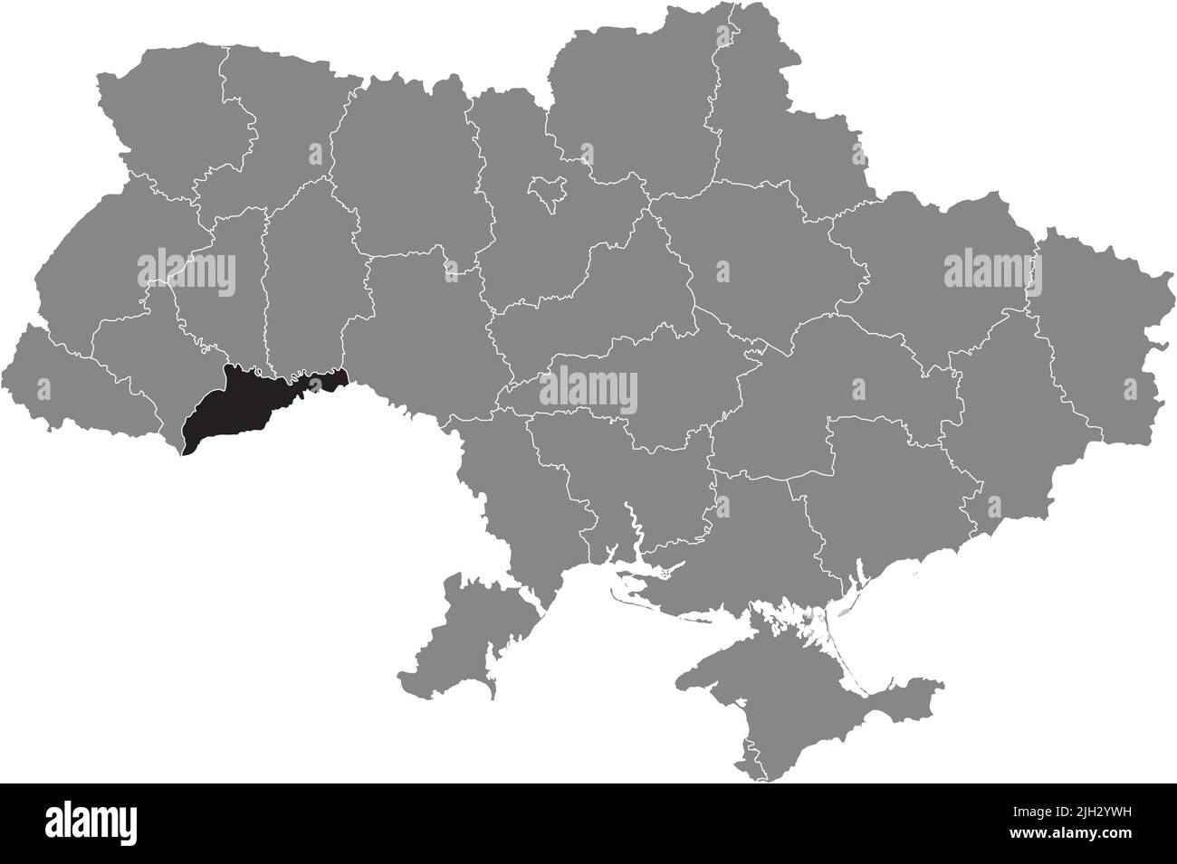 Locator map of CHERNIVTSI OBLAST, UKRAINE Stock Vector