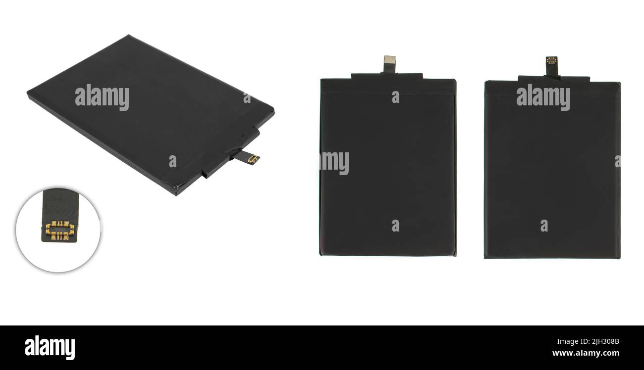 battery for the phone, spare parts for the phone on a white background