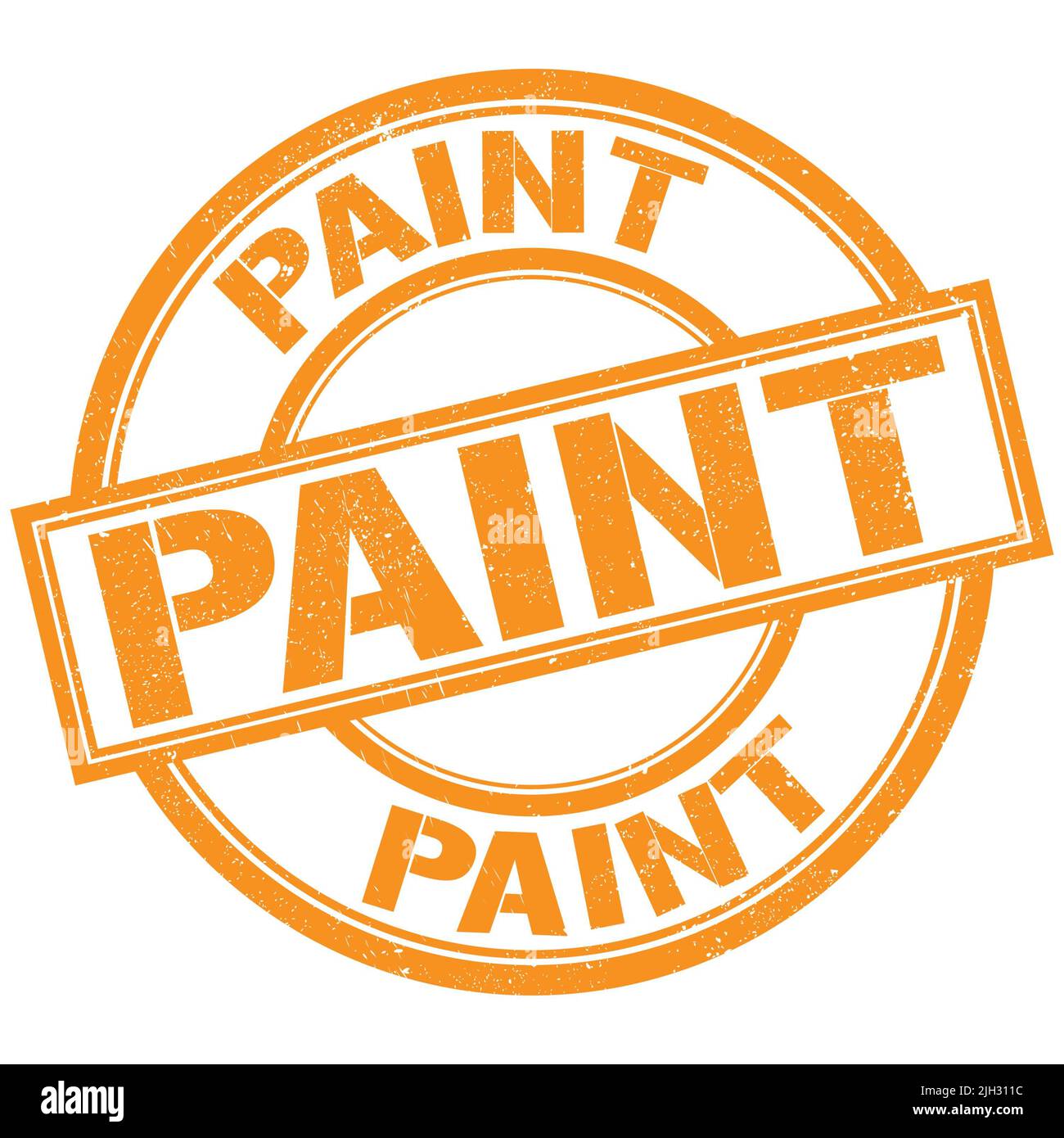 PAINT text written on orange round stamp sign Stock Photo Alamy