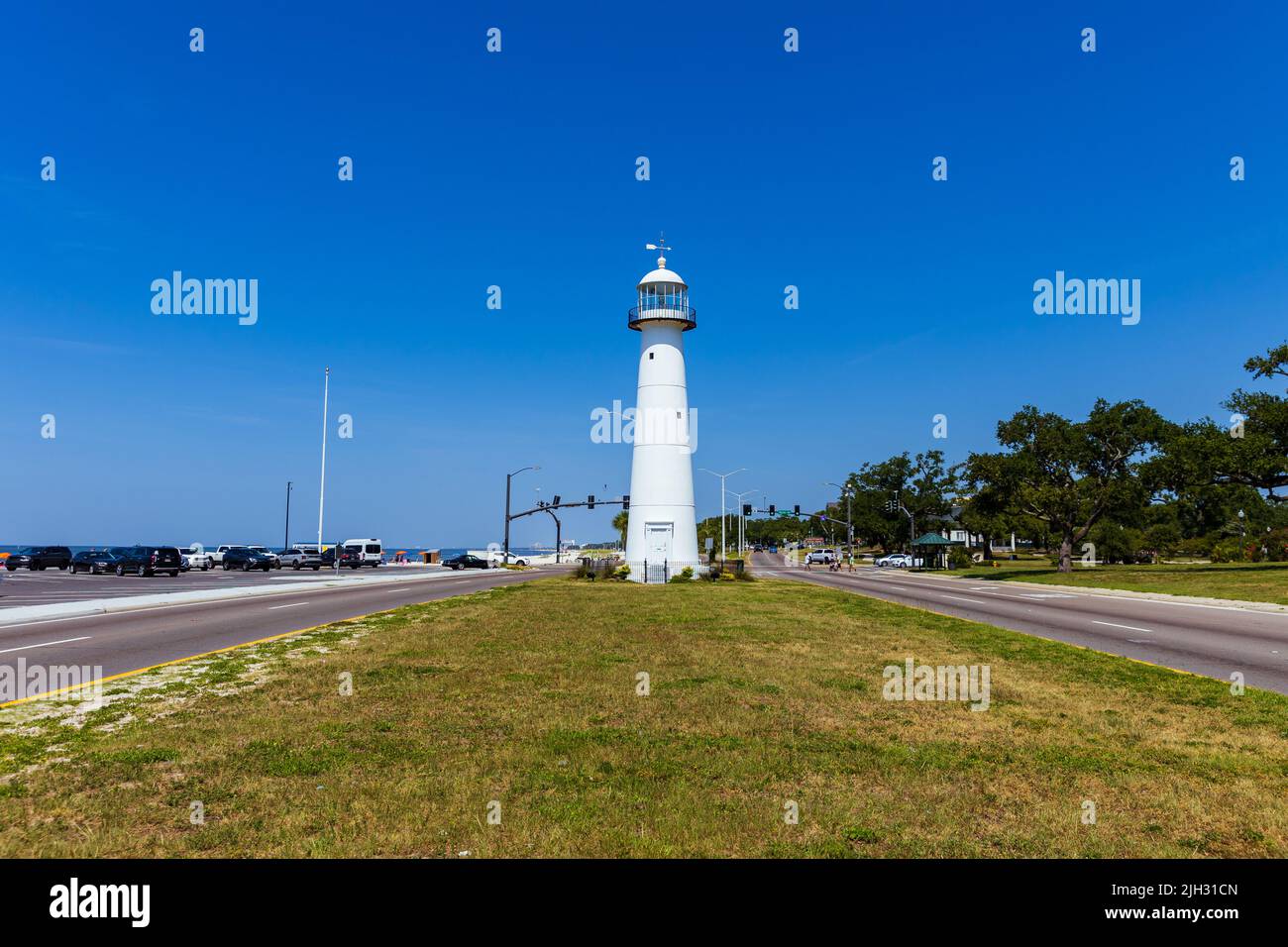 Biloxi, MS - June 18, 2022: The Biloxi Lighthouse, built in 1848. Stock Photo