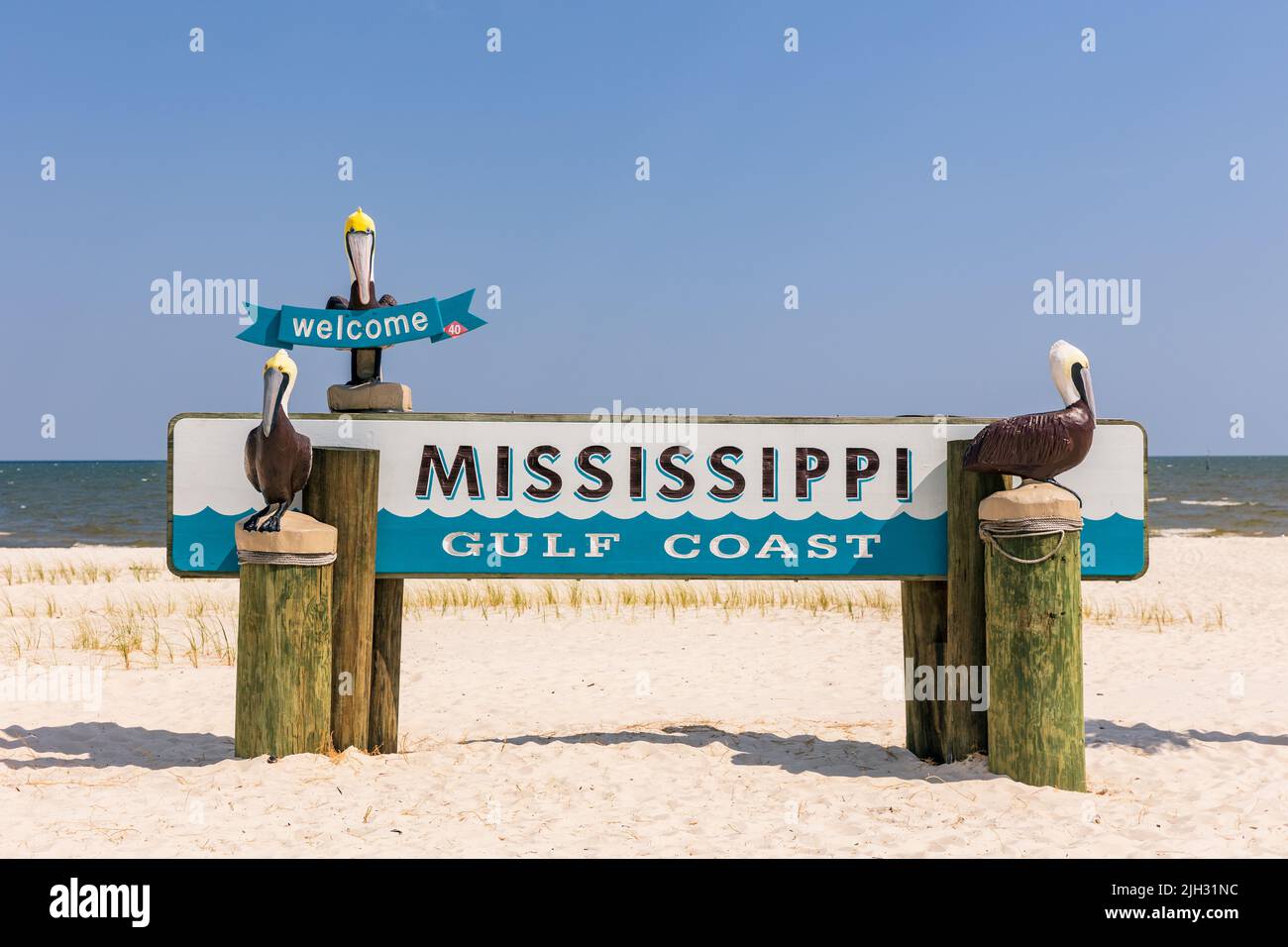 Gulfport, MS - June 18, 2022: Mississippi Gulf Coast sign Stock Photo