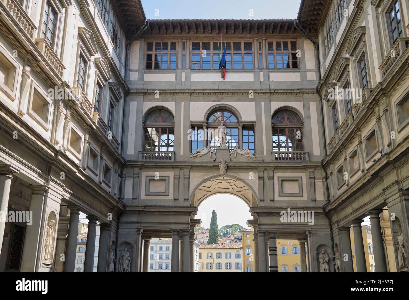 Courtyard outside the Uffizi Gallery Florence Italy Stock Photo