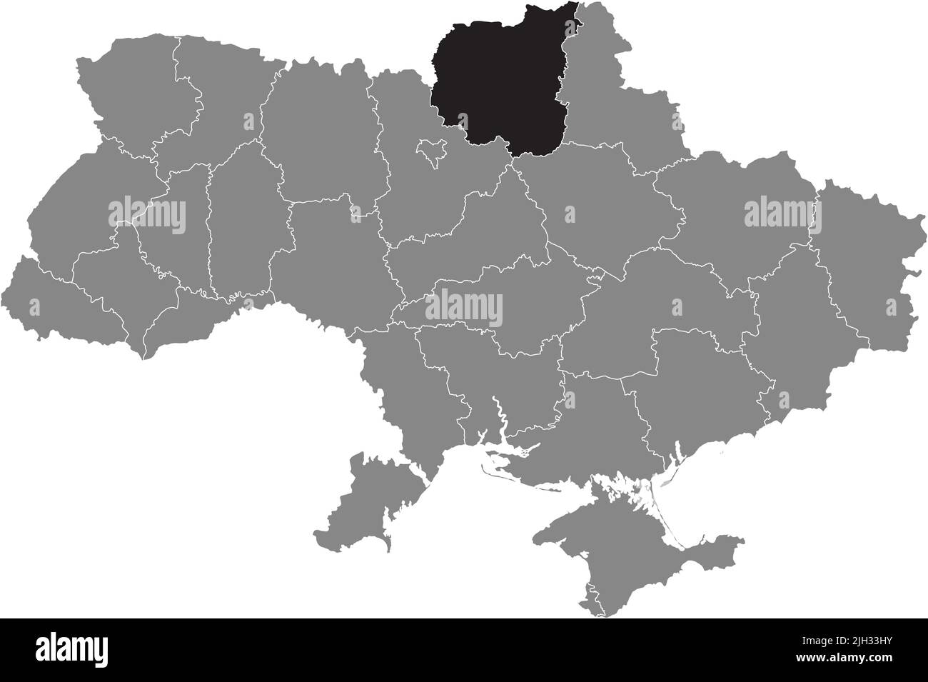 Locator map of CHERNIHIV OBLAST, UKRAINE Stock Vector