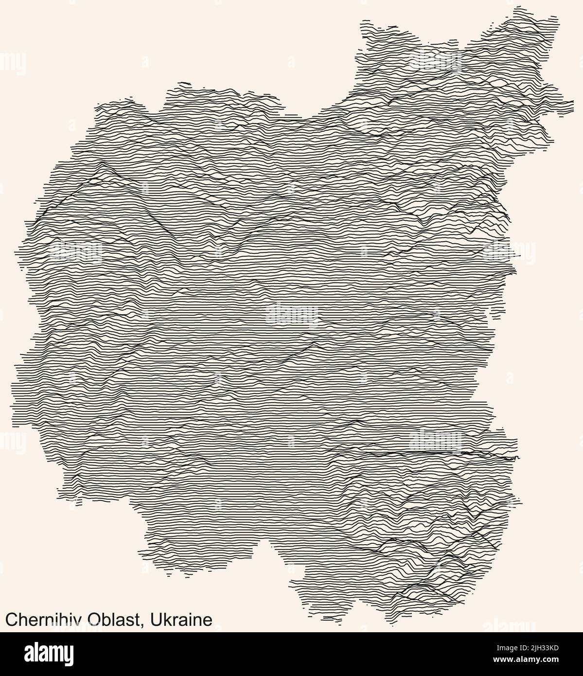 Topographic relief map of the CHERNIHIV OBLAST, UKRAINE Stock Vector