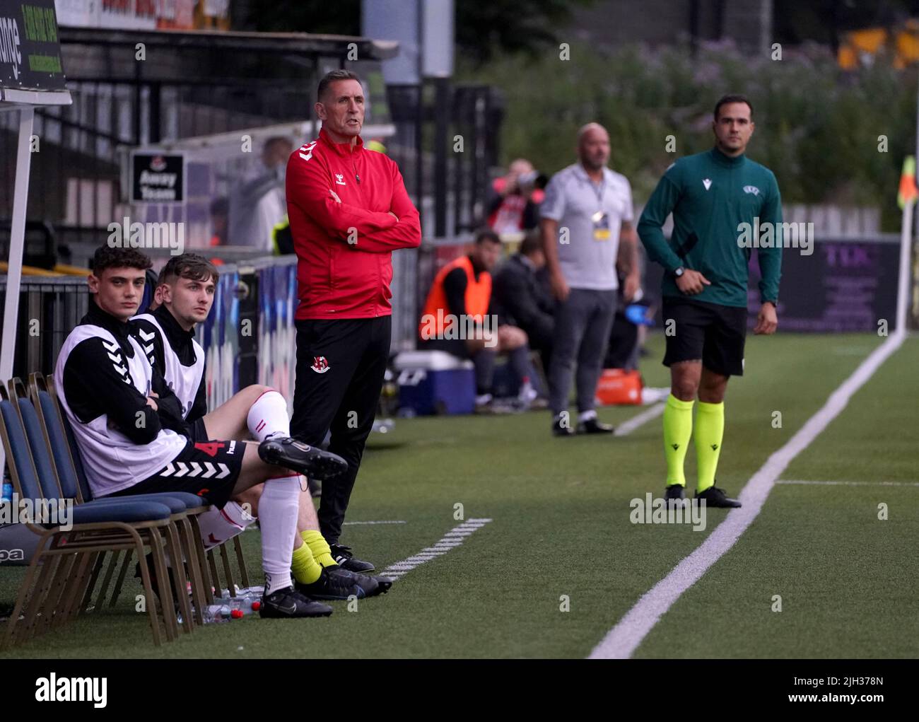 Crusaders manager Stephen Baxter during the UEFA Europa Conference League First Qualifying Round second leg match at Seaview, Belfast. Picture date: Thursday July 14, 2022. Stock Photo
