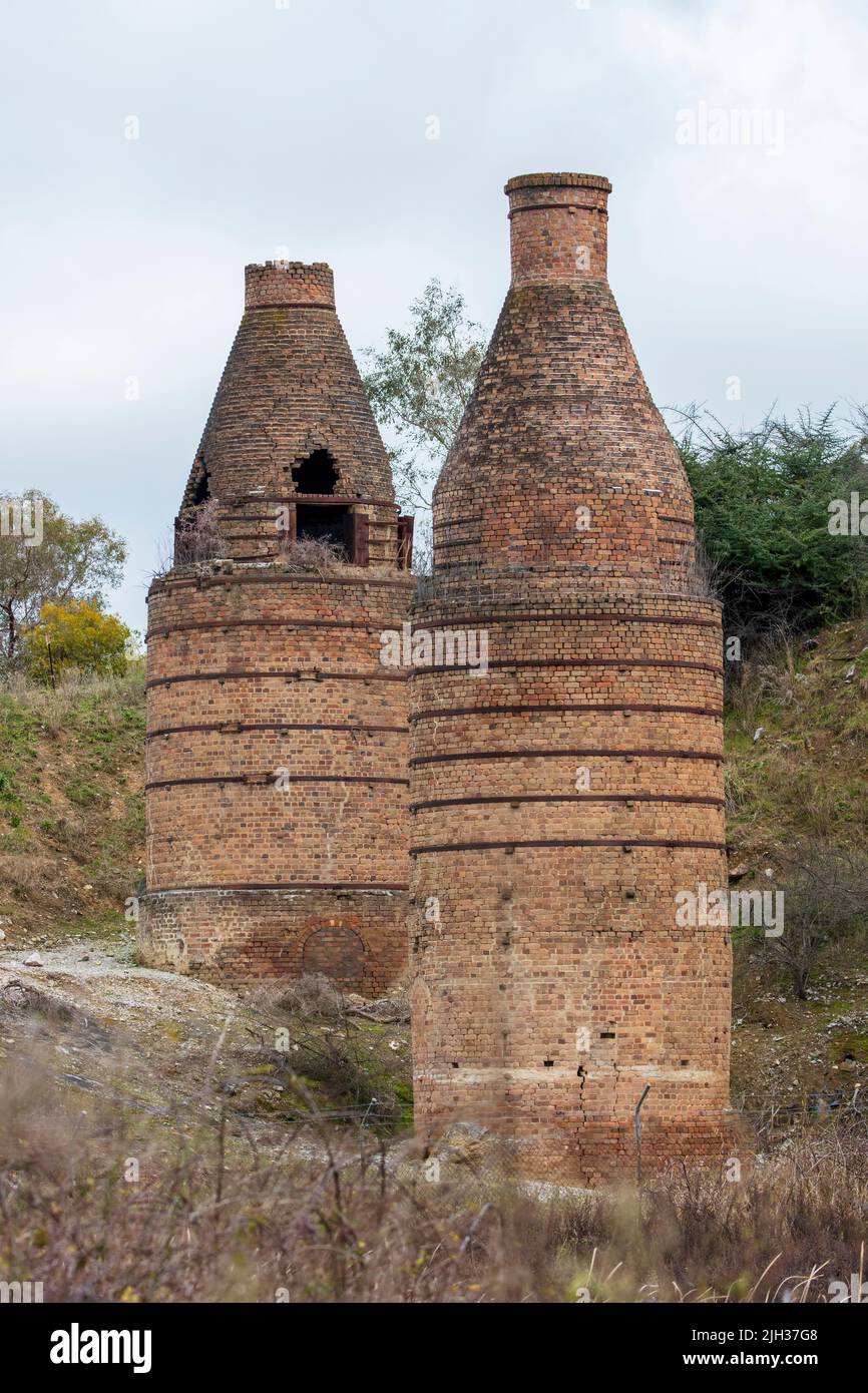 Photograph of the old brick Bottle Kilns at the now closed historic