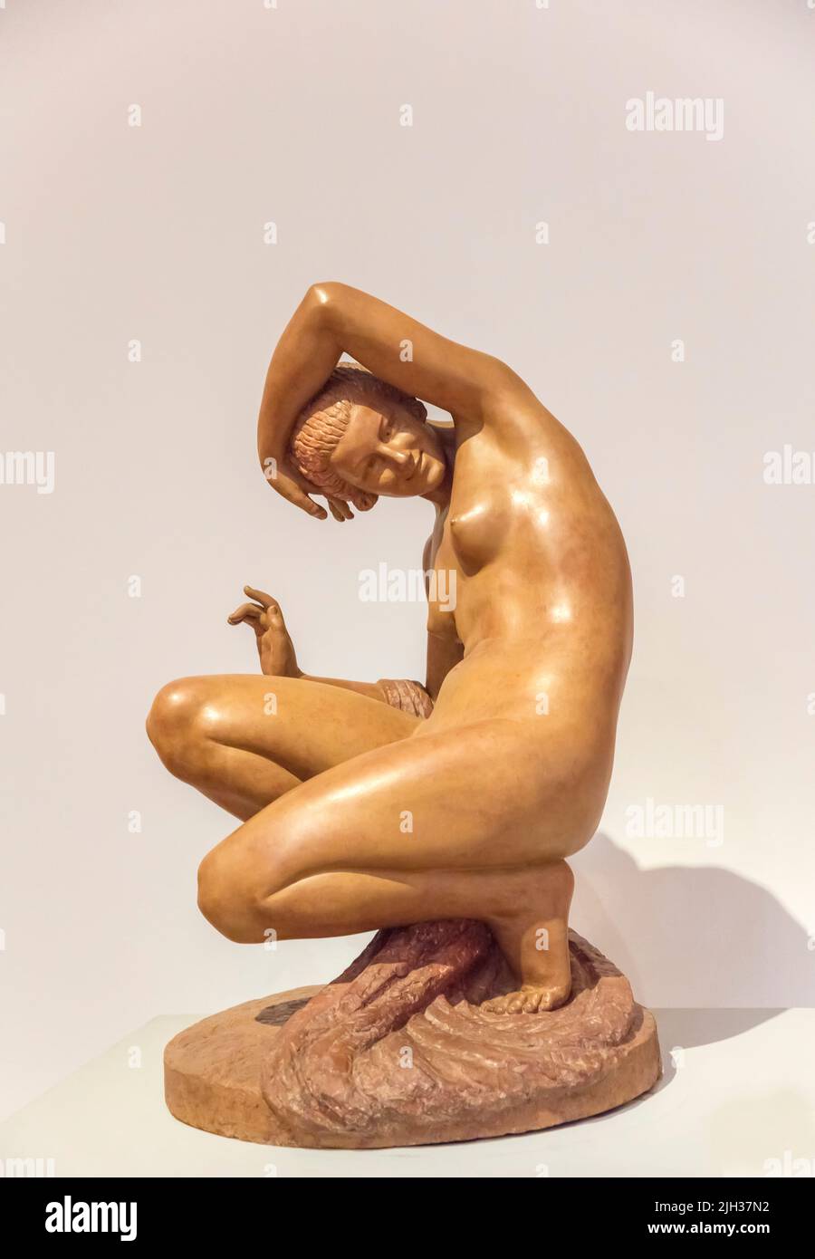 Statue of A Bather that Covers Herself by Marcel Bourain in the Soumaya Museum, Mexico City,  Mexico Stock Photo