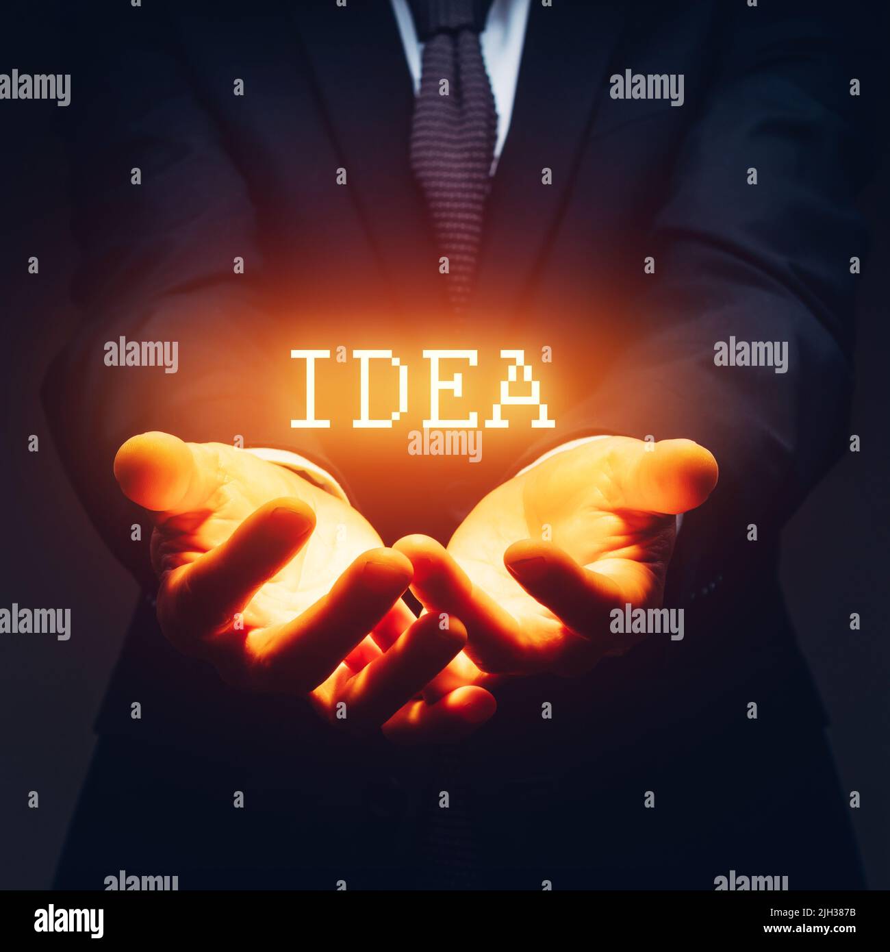 Office worker with a new idea in his hands. New business, start-up or good political decision concept Stock Photo