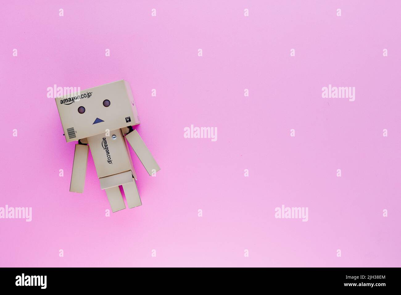 Danbo/Danboard fictional robot character flat lay Stock Photo