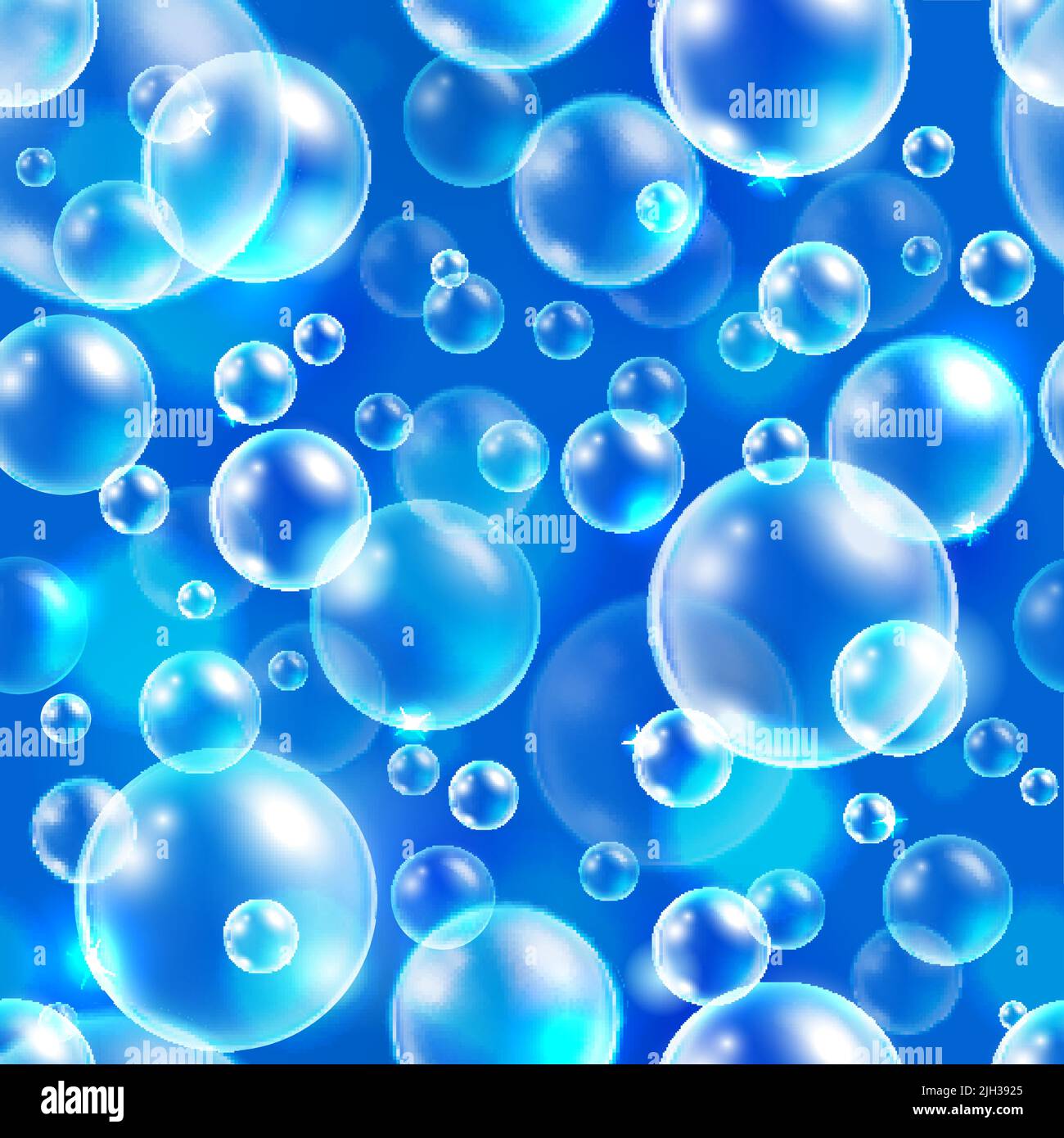 Square element seamless vector background, abstract blue pattern with air bubbles Stock Vector