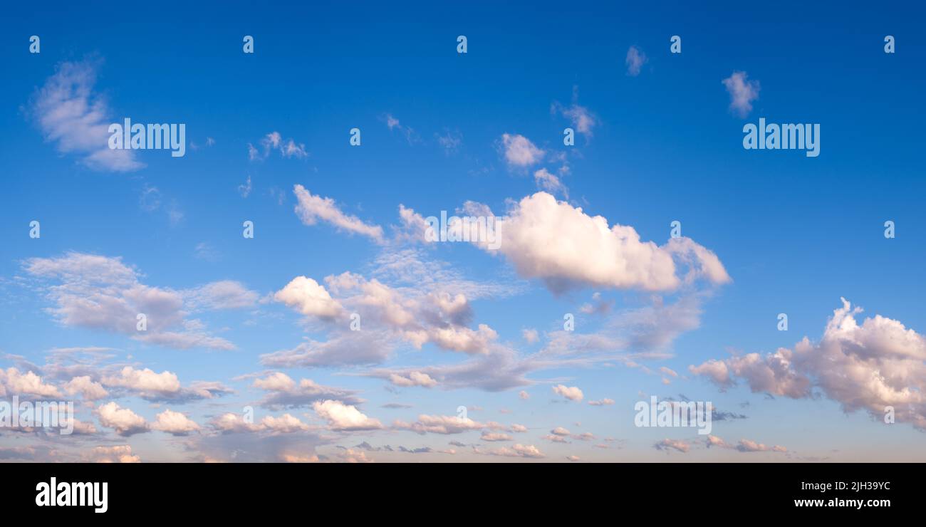 blue sky panorama background with tiny clouds Stock Photo - Alamy
